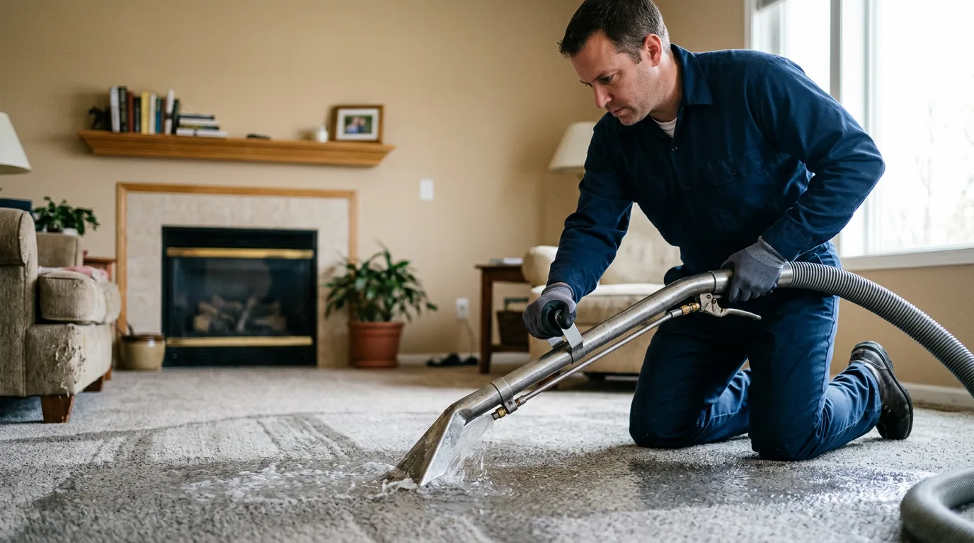 Water damage restoration technician working near New Haven, CT